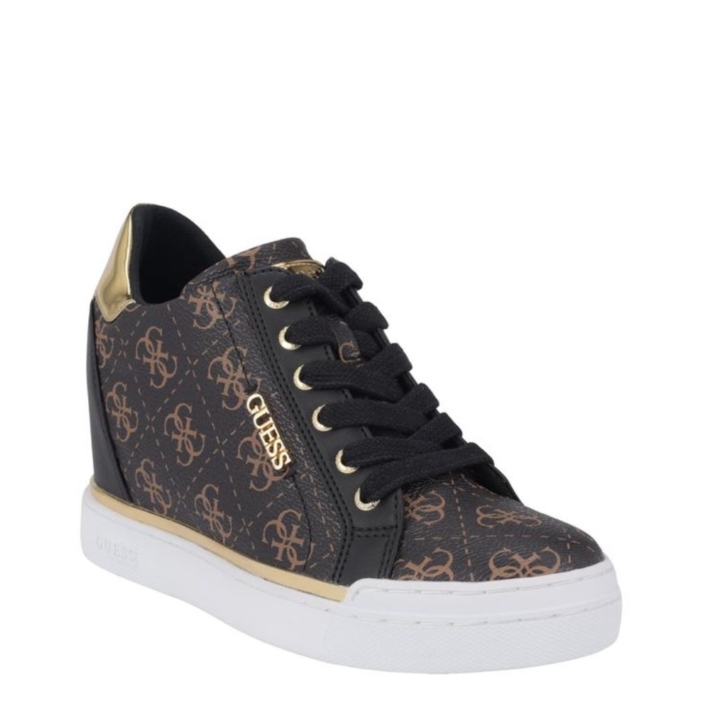 New GUESS Flowurs Logo-Debossed Wedge Sneakers SZ 8